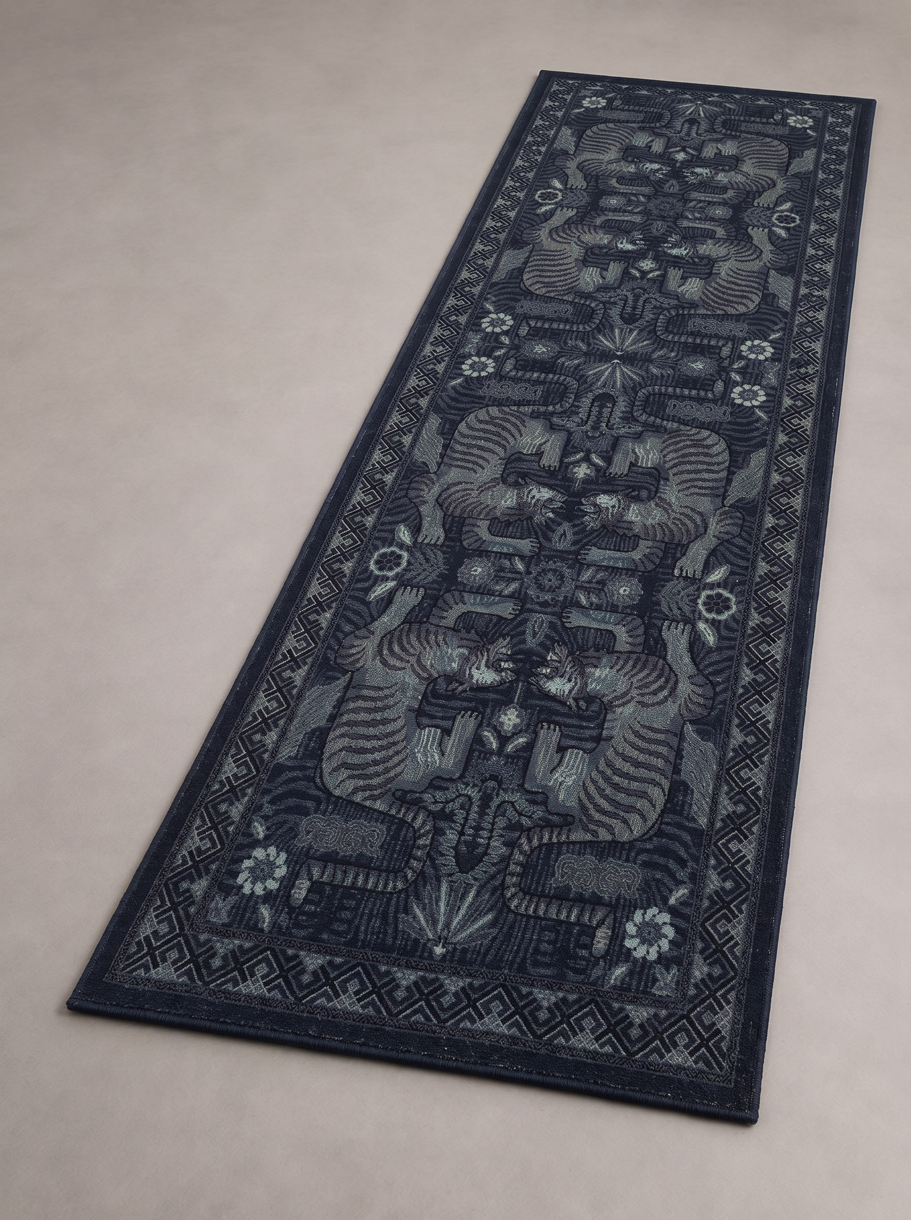 Vintage Distressed Runner Rug in hallway