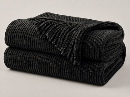 Chunky Knit Throw Blanket on sofa