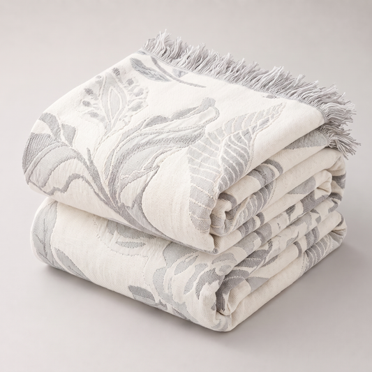 Floral Jacquard Throw Blanket