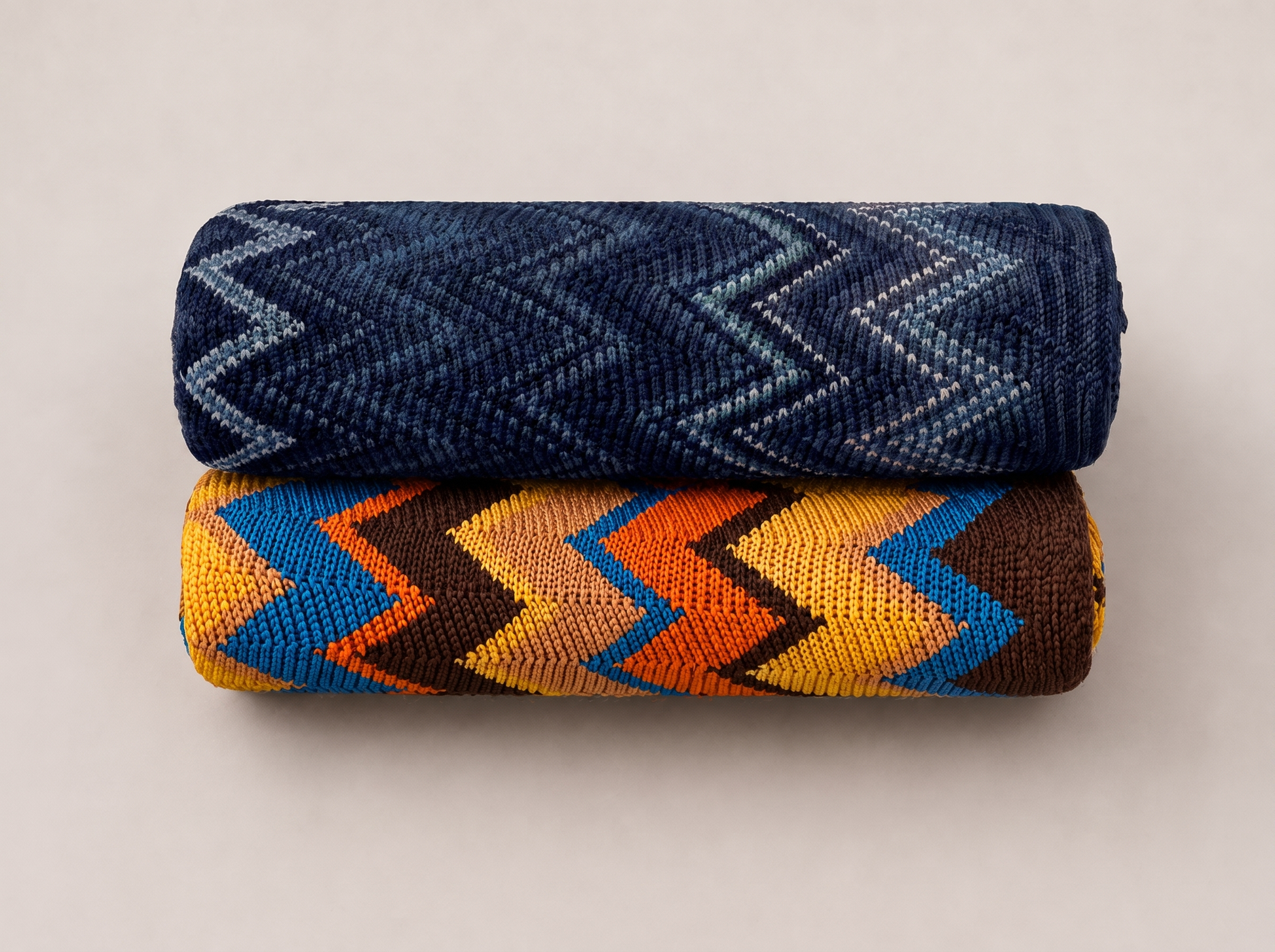 Zigzag Knit Throw Blanket on sofa