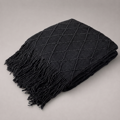 Diamond Knit Throw Blanket on bed
